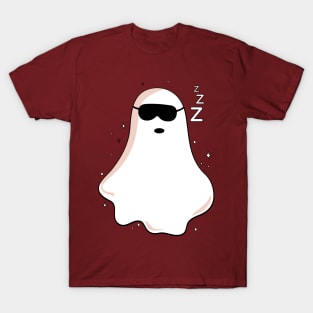 funny sleepy Ghost with glasses soul halloween T-Shirt